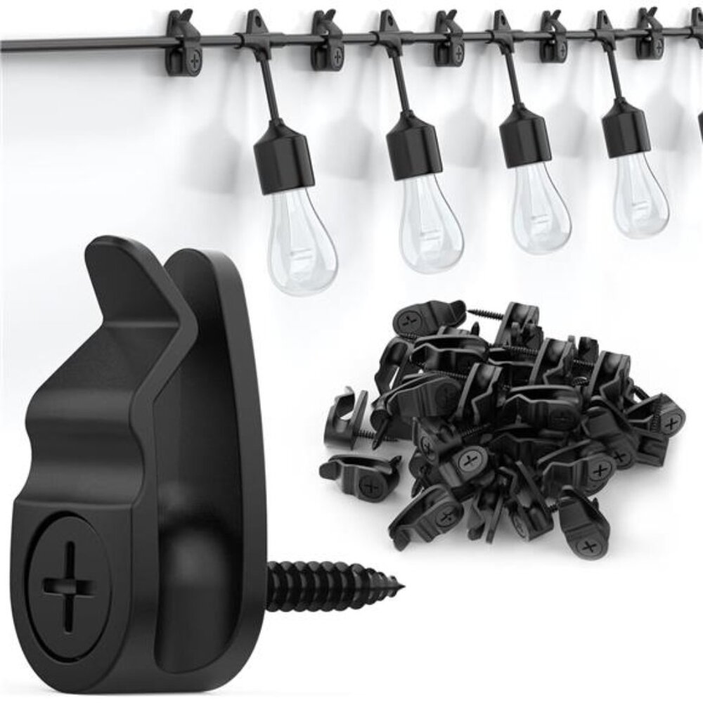 Outdoor String Lights Clips, Weatherproof Cable Hanger Hooks for Hanging Lights